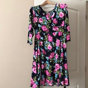 Pink Blush Floral Foe wrap Dress. Size 2X but fits like XL/1X. Great condition.